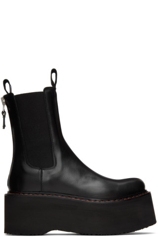 R13: Black Double Stack Boots | SSENSE