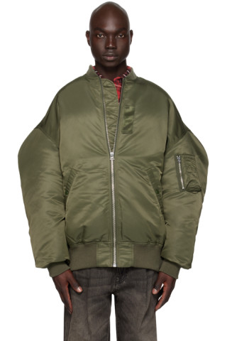 Khaki Zip Out Down Bomber Jacket by R13 on Sale