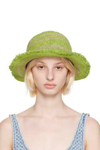 rag & bone: Green Frills Rollable Bucket Hat | SSENSE