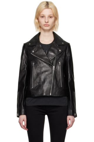 Black Mack Leather Jacket by rag & bone on Sale