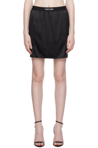 【関税&送料込み】Tom Ford Silk And Cotton Mini Skirt Black Patch Miniskirt by TOM FORD on Sale