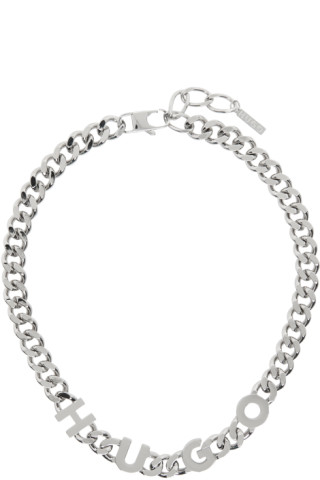 Hugo Chain Silver Curb Chain Necklace by Hugo on Sale