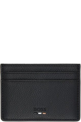 BOSS - Grained-leather card holder with embossed logo