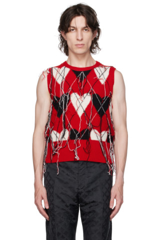 Red Guddle Vest by Charles Jeffrey LOVERBOY on Sale