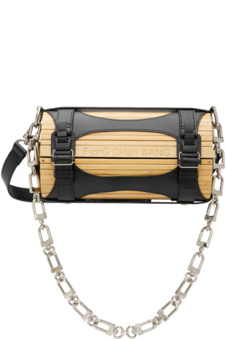 Feng Chen Wang Large Black Strap Bamboo Bag