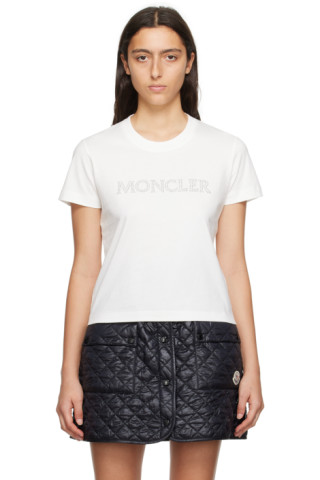 Moncler: White Crystal T-Shirt | SSENSE
