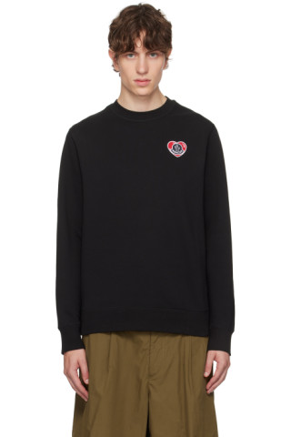 【関税込み】Moncler ブラック ロゴ刺繍パッチ スウェットシャツ Moncler: ブラック ロゴ刺繍パッチ スウェットシャツ | SSENSE 日本