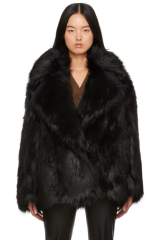 The Frankie Shop: Black Fallon Faux-Fur Coat | SSENSE