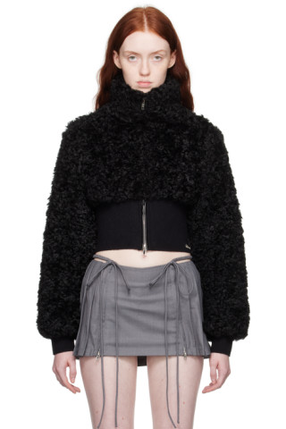 Nodress: Black Cropped Faux-Fur Jacket | SSENSE