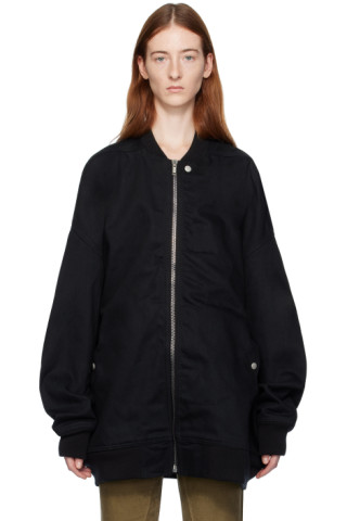 Black Jumbo Flight Bomber Jacket by Rick Owens DRKSHDW on Sale