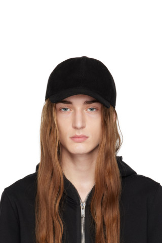 RICK OWENS DRKSHDW ブラック カーブドブリム キャップ背面にスナップバック