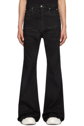 Black Bolan coated-cotton bootcut trousers, Rick Owens