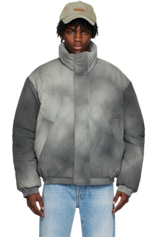 Acne Studios: Gray Garment-Dyed Puffer Jacket | SSENSE Canada