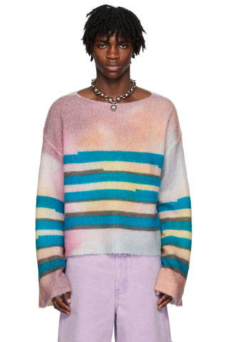 Acne Studios SSENSE Exclusive Purple amp; Beige Kalia Block Stripe Sweater