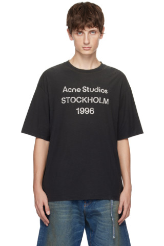 Acne Studios: Black Distressed T-Shirt | SSENSE Canada