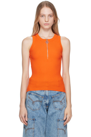 Moschino Jeansのオレンジ ハーフジップ タンクトップがセール中