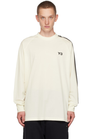 Y-3のオフホワイト 3-Stripes 長袖Tシャツがセール中