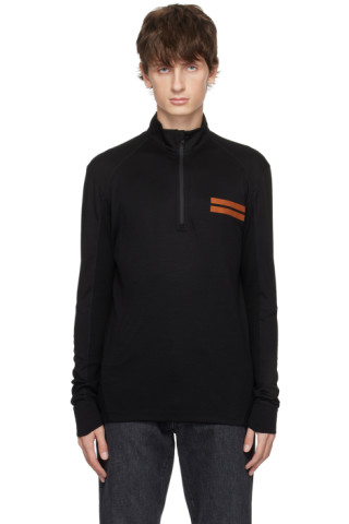 【関税込み】ZEGNA ブラック ハーフジップ スウェットシャツ ZEGNAのブラック ハーフジップ スウェットシャツがセール中