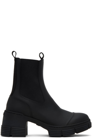 靴 GANNI RECYCLED RUBBER HEELED CITY BOOTS Black City Boots by GANNI on Sale