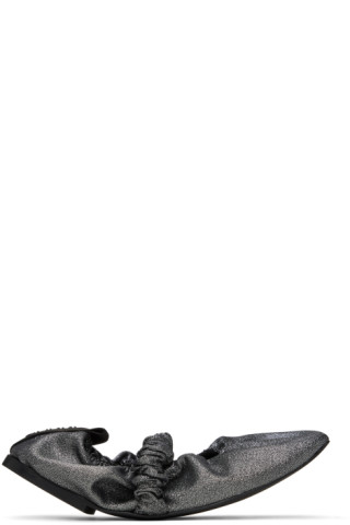 【関税込み】GANNI シルバー Scrunchie バレエシューズ GANNI Women's' Scrunchie Ballerina Flats in Silver | LN-CC®