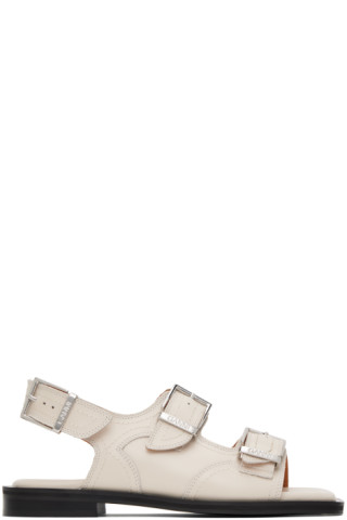 Off-White Embroidered Western Sandals by GANNI on Sale