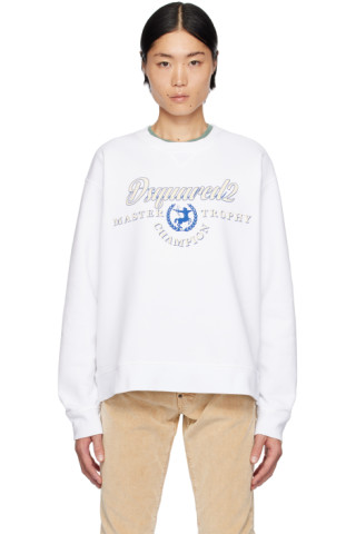 【関税込み】Dsquared2 ホワイト Cool Fit スウェットシャツ Dsquared2のホワイト Cool Fit スウェットシャツがセール中