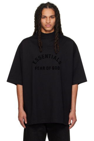 Fear of God ESSENTIALS: ブラック ボンディングロゴ Tシャツ | SSENSE ...