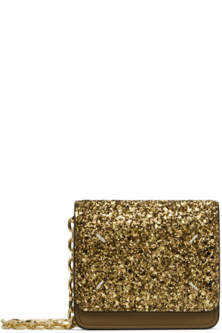 Maison Margiela★Micro グリッター チェーンウォレット 送関込 Maison Margielaのゴールド マイクロ グリッター チェーン
