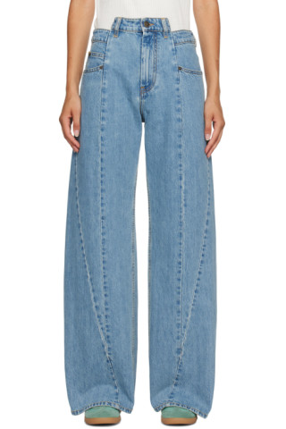 Maison Margiela: Blue Paneled Jeans | SSENSE