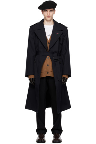 Maison Margiela: Navy Belted Trench Coat | SSENSE