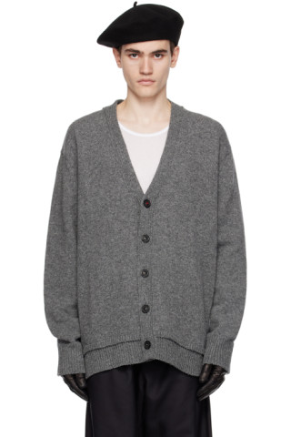 Maison Margiela: Gray Elbow Patch Cardigan | SSENSE