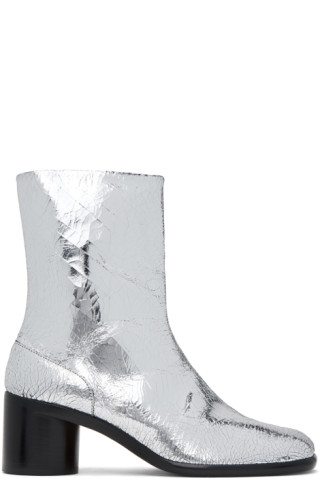 Maison Margiela: Silver Tabi Broken Mirror Boots | SSENSE