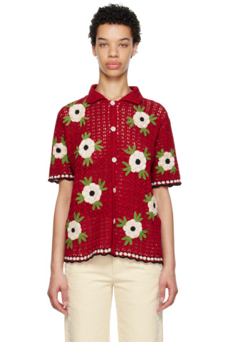 Bode: Red Winchester Rose Shirt | SSENSE