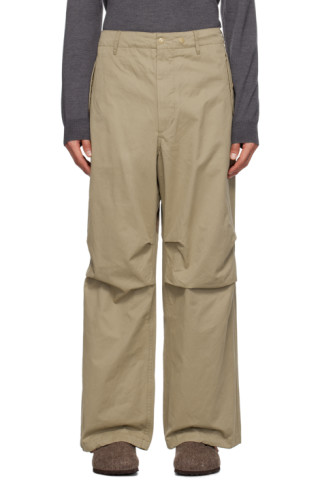 Beige Pleated Trousers by Engineered Garments on Sale