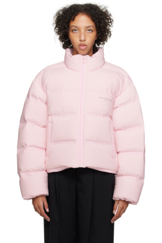 Alexander Wang: Pink Cropped Down Jacket | SSENSE