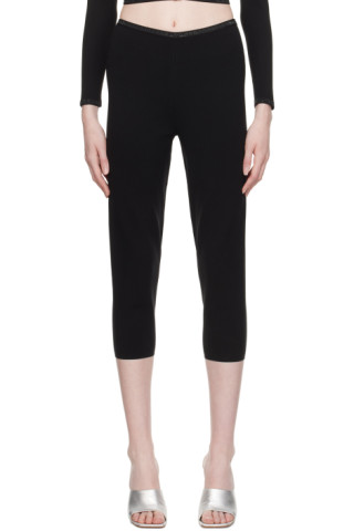 SSENSE Alexander Wang Black Exposed Zipper Elastic Logo Leggings 595.00