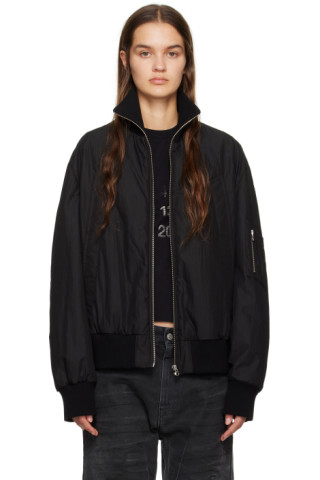 Black Padded Bomber Jacket by MM6 Maison Margiela on Sale