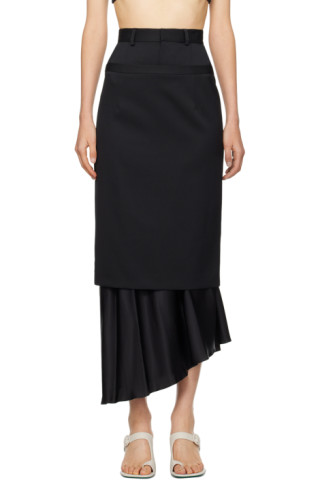 MM6 Maison Margiela - Black Layered Maxi Skirt