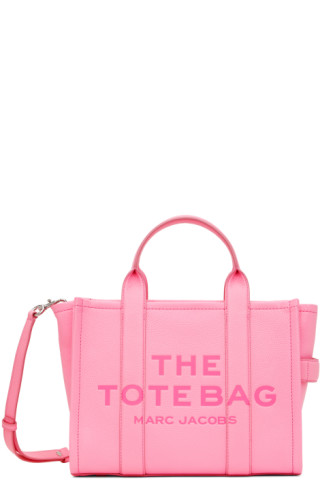 Marc Jacobs: Pink 'The Leather Medium Tote Bag' Tote | SSENSE