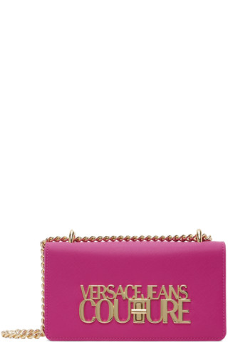 logo-plaque faux-leather clutch bag | Versace Jeans Couture 