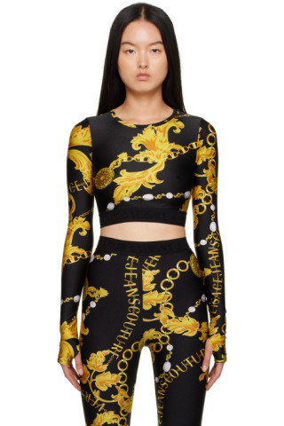 Versace Jeans Couture - Black & Gold Sketch Couture Long Sleeve T-Shirt