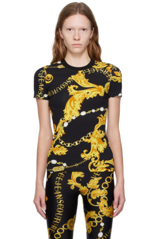 Versace Jeans Couture - Black & Gold Sketch Couture Long Sleeve T-Shirt