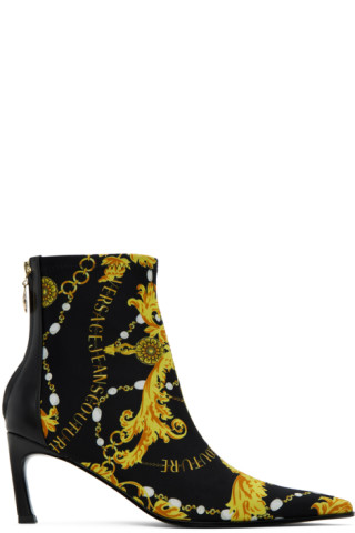 Versace Jeans Couture baroque-print Ankle Boots - Black