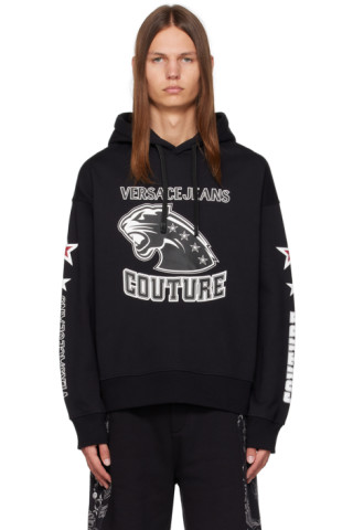 【関税込み】Versace Jeans Couture ブラック プリント フーディ Versace Jeans Coutureのブラック プリント フーディがセール中