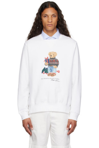 White Polo Bear Sweatshirt by Polo Ralph Lauren on Sale