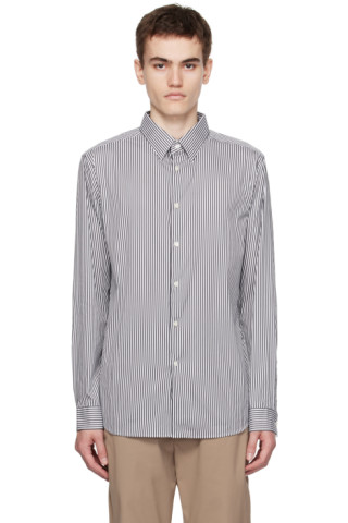 Theory: White & Gray Irving Shirt | SSENSE