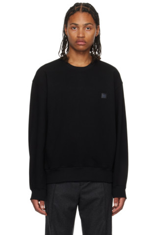 【関税込み】Solid Homme ブラック ロゴ刺繍 スウェットシャツ Black Embroidered Sweatshirt by Solid Homme on Sale