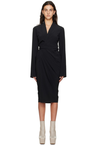 【関税込み】Rick Owens ブラック Cocoon ミディアムドレス Rick Owensのブラック Cocoon ミディアムドレスがセール中