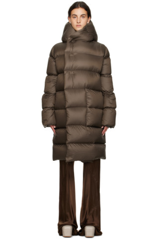 (正規店出品)RICK OWENS WOMEN HOODED LINER COAT Gray Hooded Liner Down Coat by Rick Owens on Sale