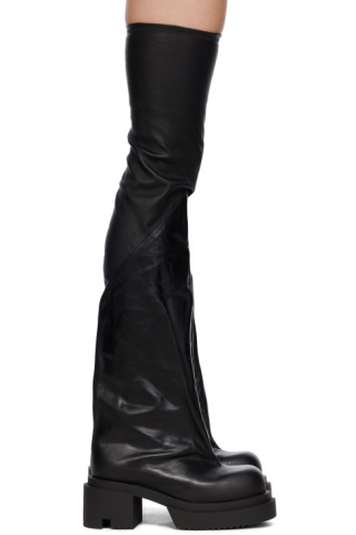 Rick Owens: Black Bogun Tall Boots | SSENSE